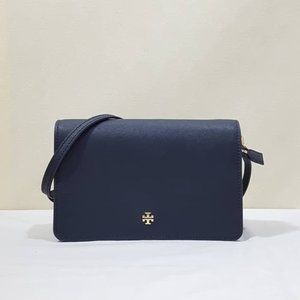 Tory Burch Emerson Saffiano Leather Crossbody Bag - Navy
